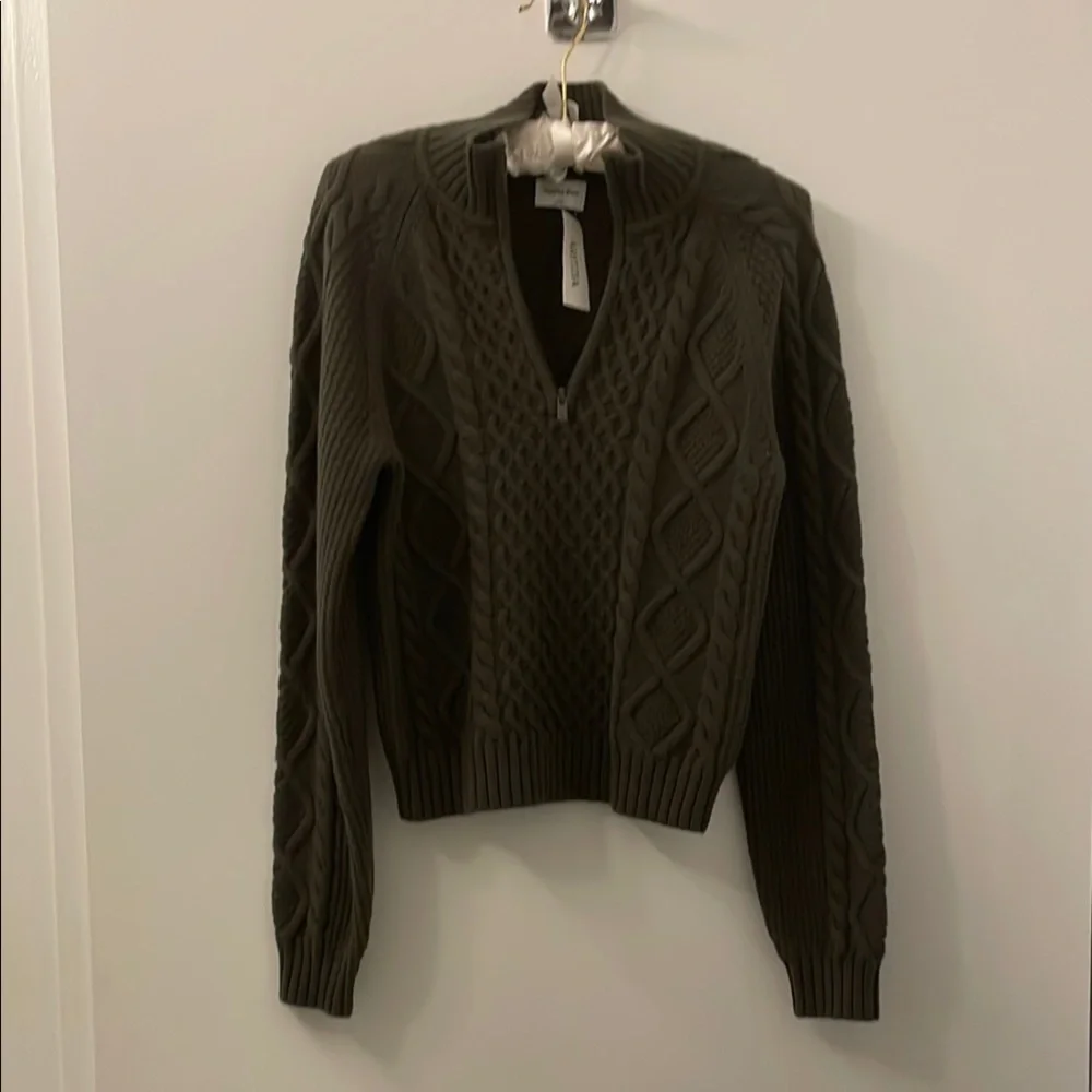 Aritzia Sunday Best half-zip cable knit sweater NWT - Picture 1 of 3